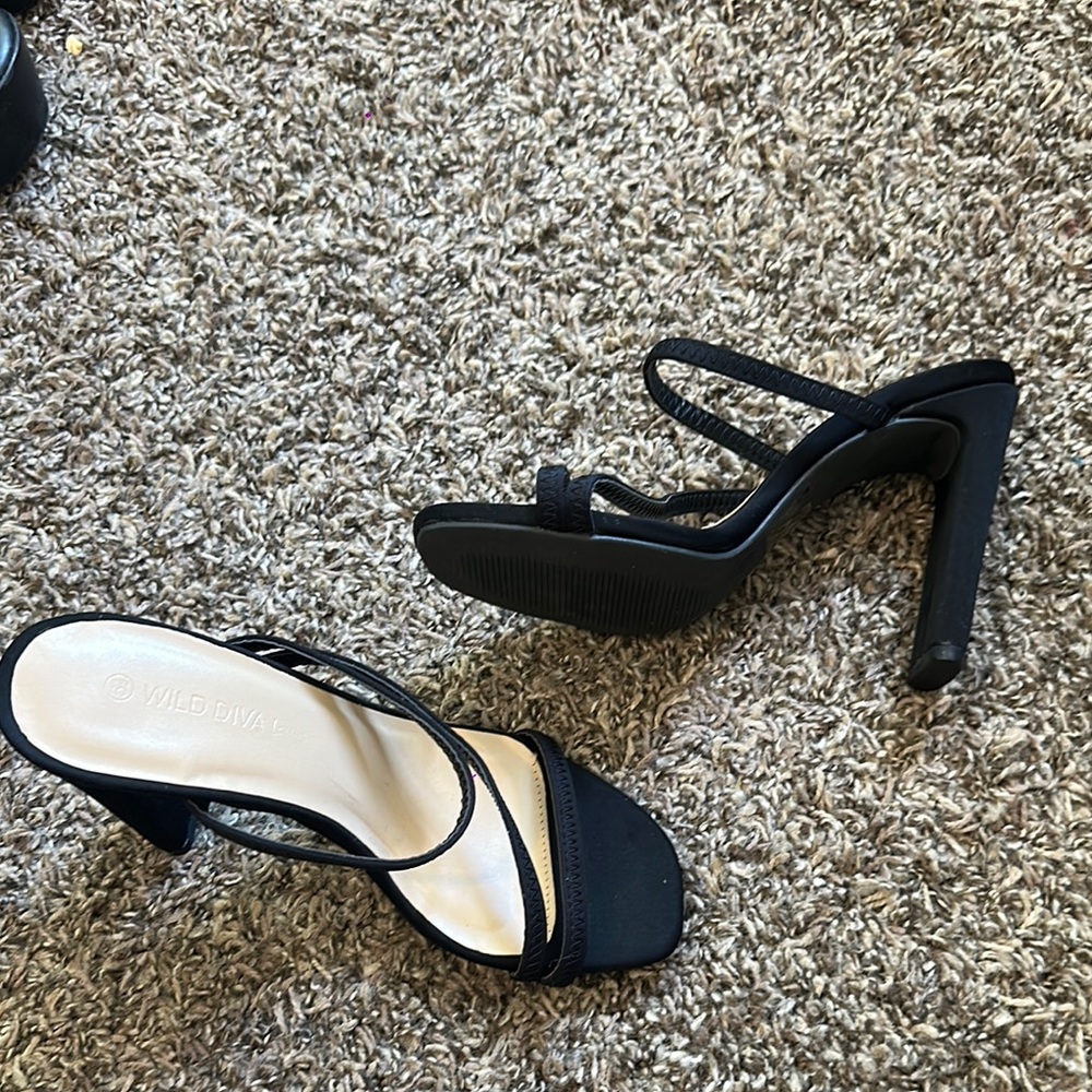 Wild Diva Black Suede Block Heels